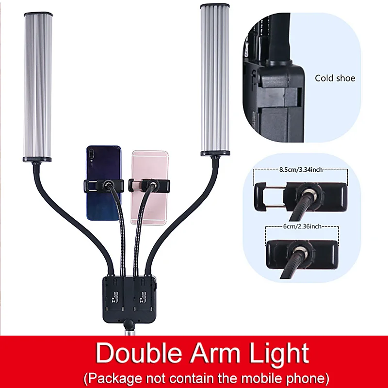 

3200K-5600K 45W Double Arms Fill LED Light Long Strips LED Light with LCD Screen for Photo Studio Live Broadcast