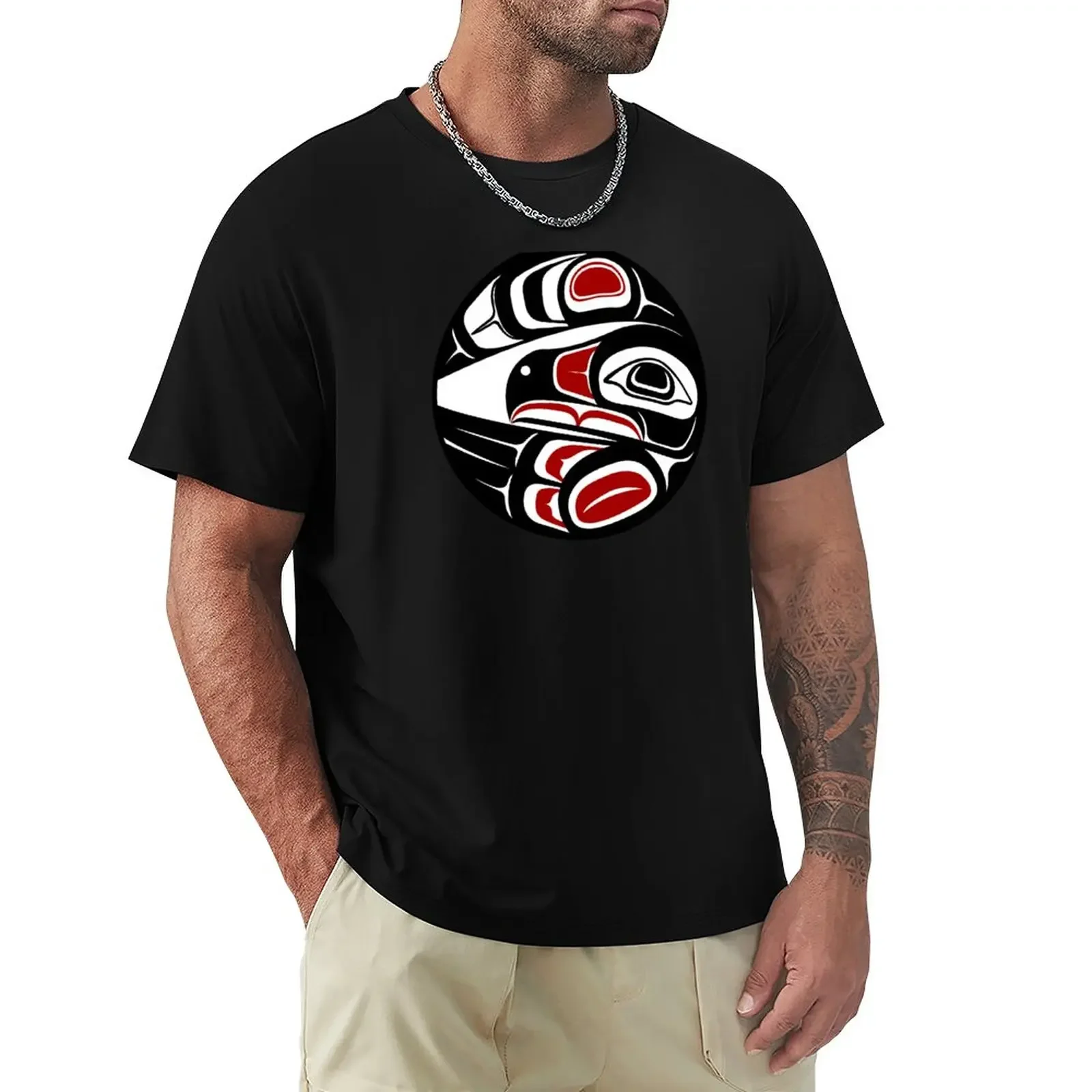 Raven Moon, Formline Circle, Sun, Bird, Thunder, Eagle, Crow, Haida, Salish T-Shirt Abbigliamento Carino Magliette Semplici Da Uomo