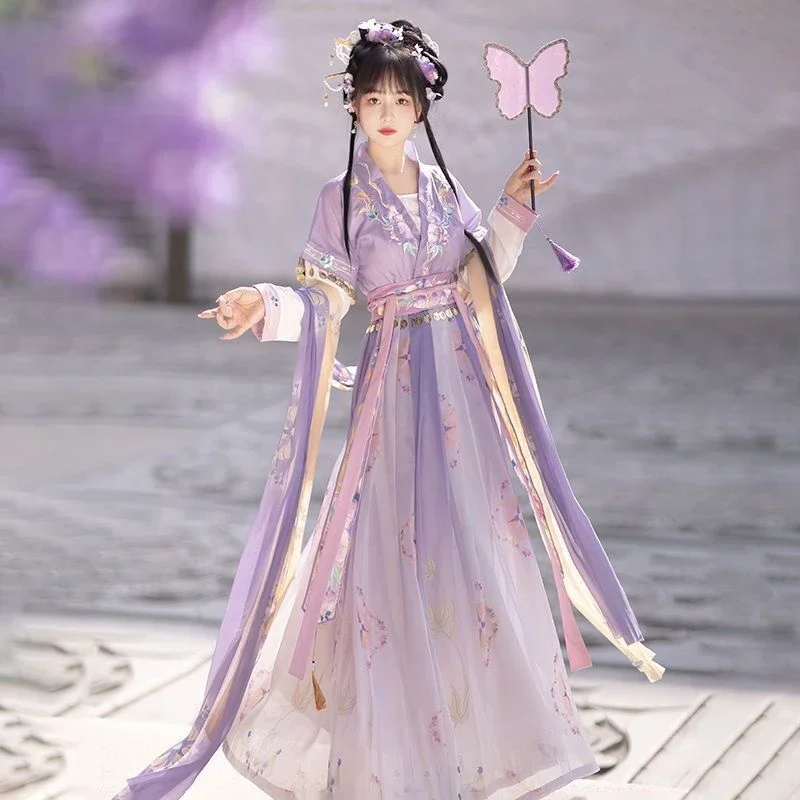 

Chinese Hanfu Dress Women Ancient Traditional Hanfu Sets Carnival Fairy Cosplay Costume Purple Blue Green Hanfu Dance Dress
