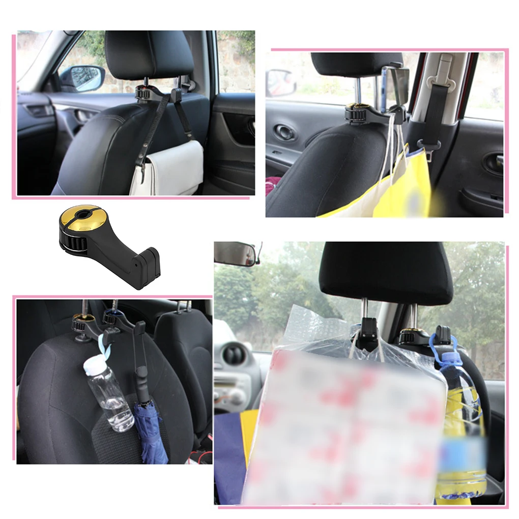 2 in 1 Car Headrest Hook Hanger Foldable Handbag Grocery Organizer