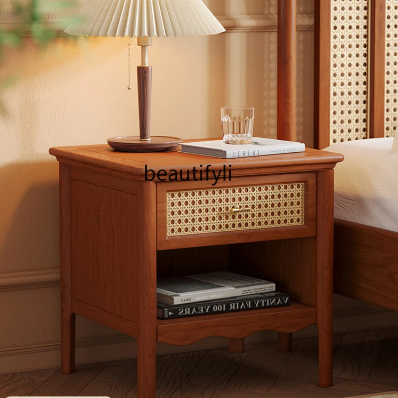 

Solid Wood Bedside Cabinet Nordic Side Table French Vintage Style Bedroom Bedside Cabinet Living Room