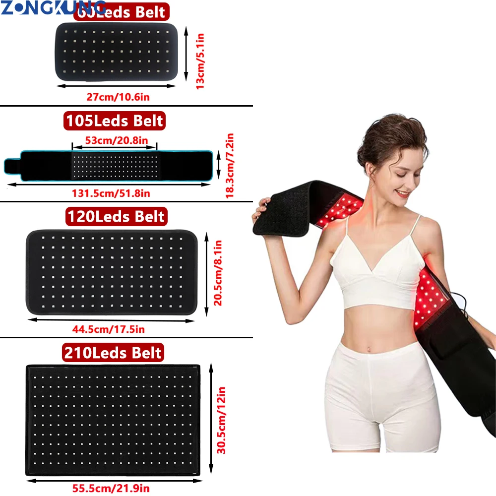 ZONGKUNG Red＆Infrared Light Belt Full Body LED Devices Large Pads Wearable Wrap for Body Waist,Back,Belly Pad 660nm&850nm