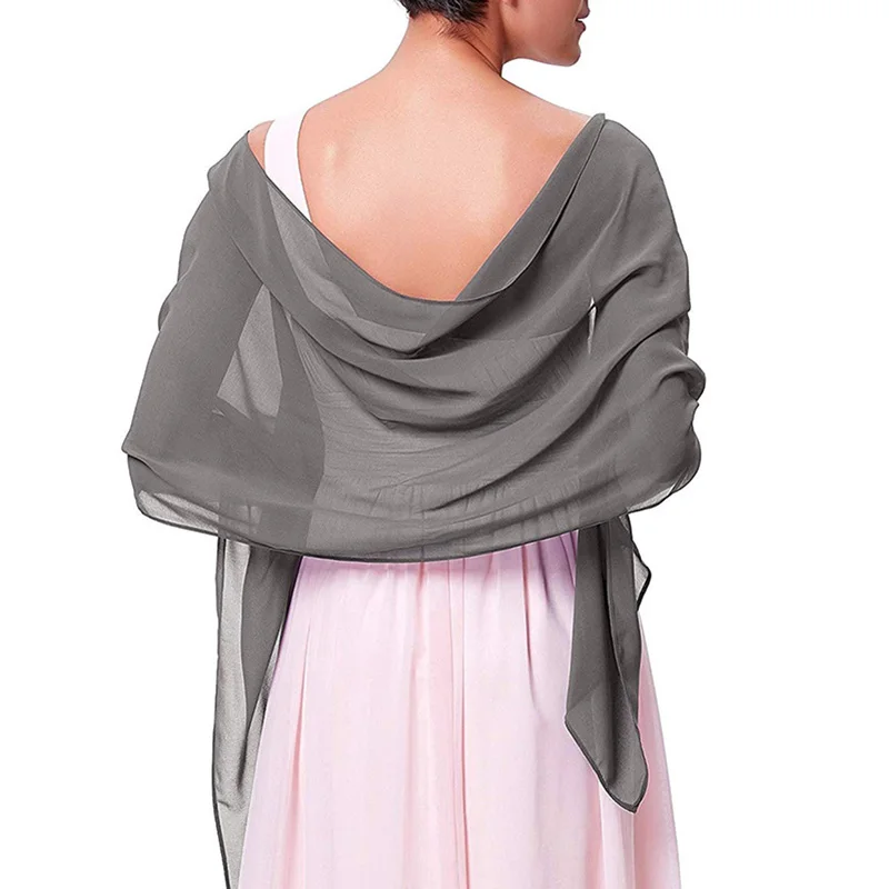 Korean Solid Color Transparent Chiffon Silk Scarf Summer Beach Towel Sunscreen Shawl Women Wedding Evening Party Dress Scarf R21 6