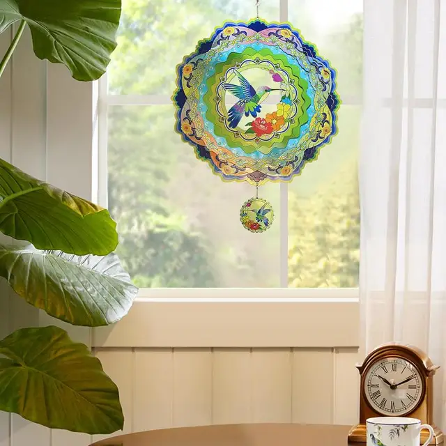 Madárszél -Fonók Rozsdamentes Acél Kolibri Kültéri Fonó Beltéri Dekoratív Falra Szerelt Kert Fákhoz - Image 5