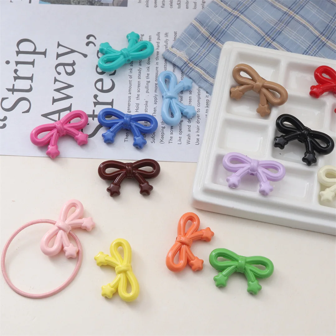 세로 구멍 솔리드 컬러 테일 스윙 스타 보우 비즈 휴대폰 줄 차량용 장식줄 DIY 핸드메이드 루즈 비즈 액세서리