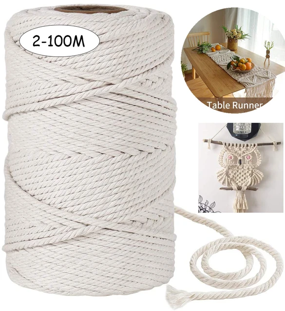 Diameter 5mm 6mm 8mm 10mm 12mm No Dyeing Cotton Original Color 100% Cotton  Three Strands