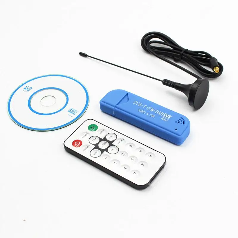 TV Receiver Tuner USB 2.0 Blue Stick DAB FM DVB-T RTL2832 R820T SDR RTL-SDR IR Remote With Antenna Dongle | Электроника