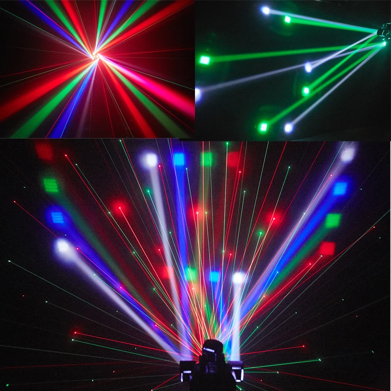 48W Colorful LED Beam Moving Head Light Red&Green Laser White Flash Lights DMX512 Sound Control For DJ Party 6