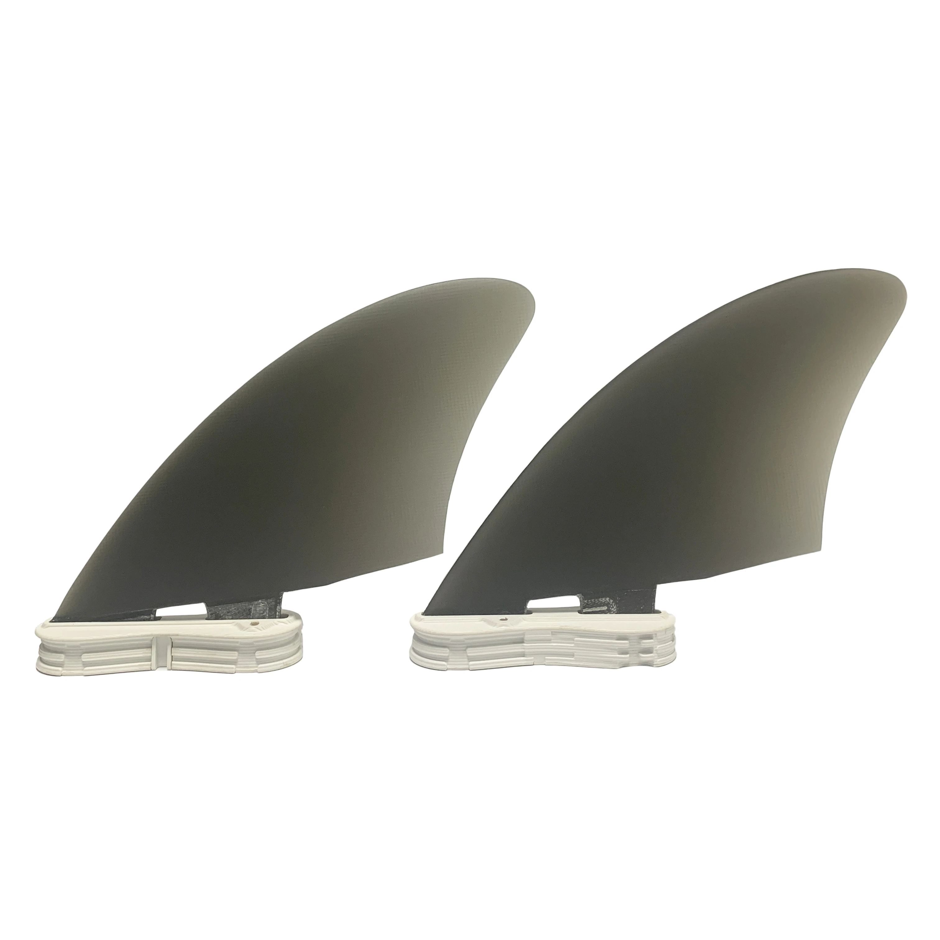RISECE FCS II Fiberglass Twin Fin Surfboard Fin Clear Black Glass Fiber Single Tab Keel 2PC/SET