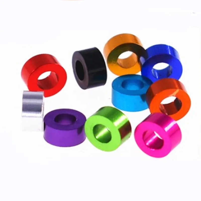 10pcs Colorful Aluminum Washer Bushing Gasket Spacer Sleeves, M3 Thickness 0.5mm-10mm, Non-Threaded Standoffs