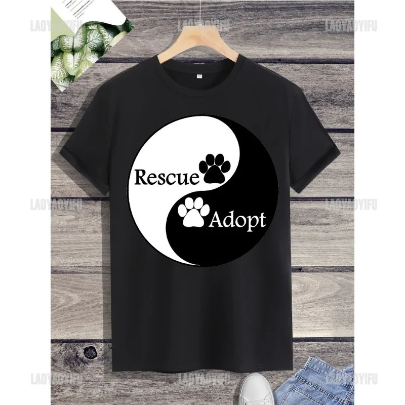 

Loose Harajuku Unique Casual Classic O-neck Tshirt for Unisex The Footprints of A DogDog Tracks Printed Top Hot Sale