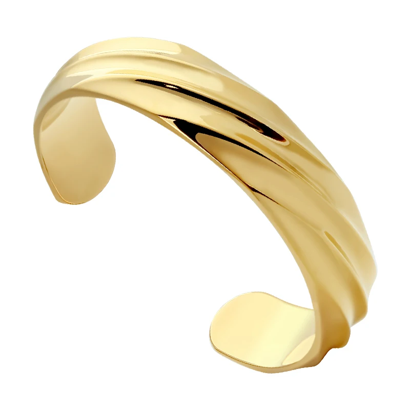 VAROLE Pure Form Twist Bracelets Stainless Steel Cuff Open Bracelet Bangle 18K Plated Charm Fashion Jewelry 3