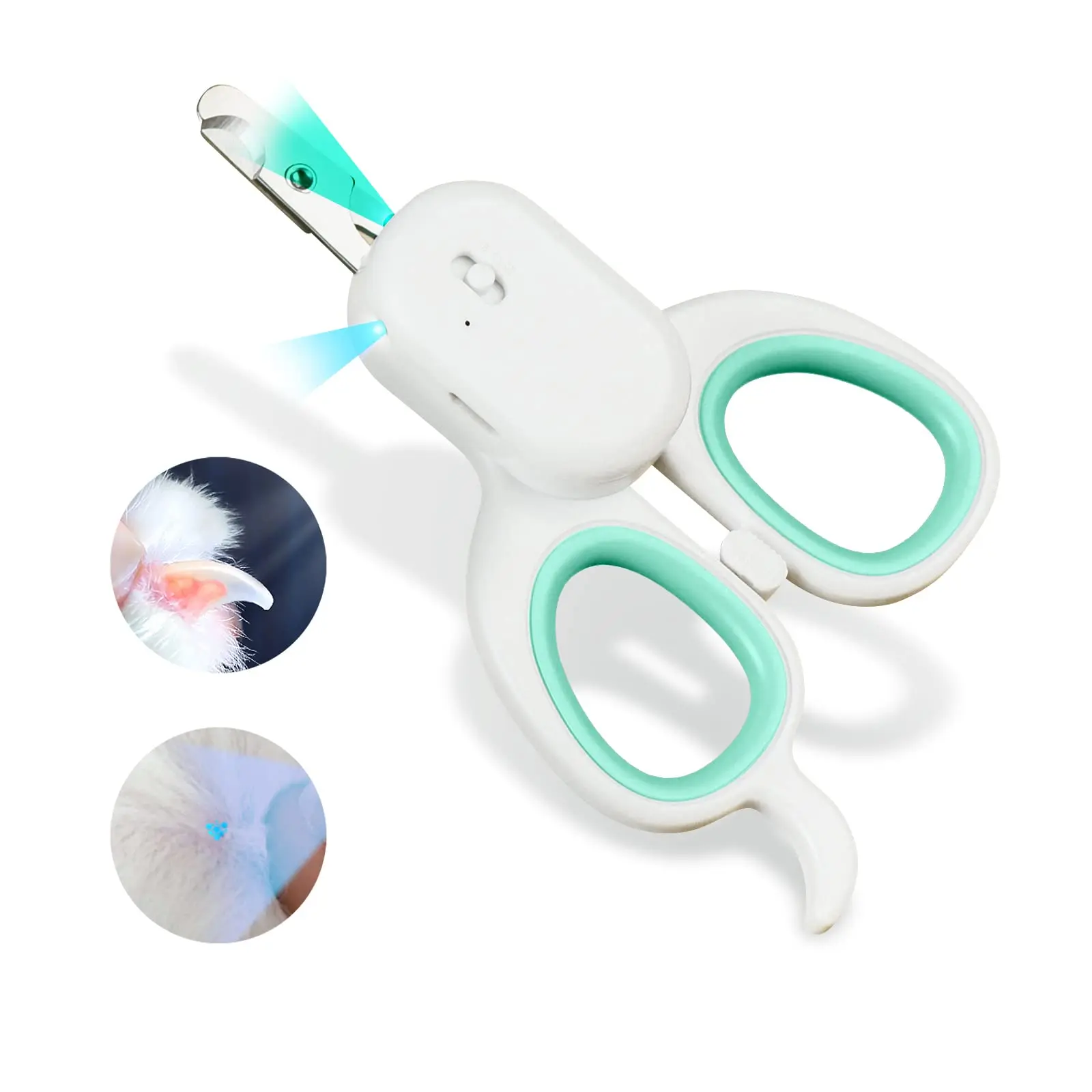 Pet Nail Clippers with LED & UV Light, Cat Claw Trimmer with Super Bright LED Light for Nail Blood Lines to Avoid Over-cutti
