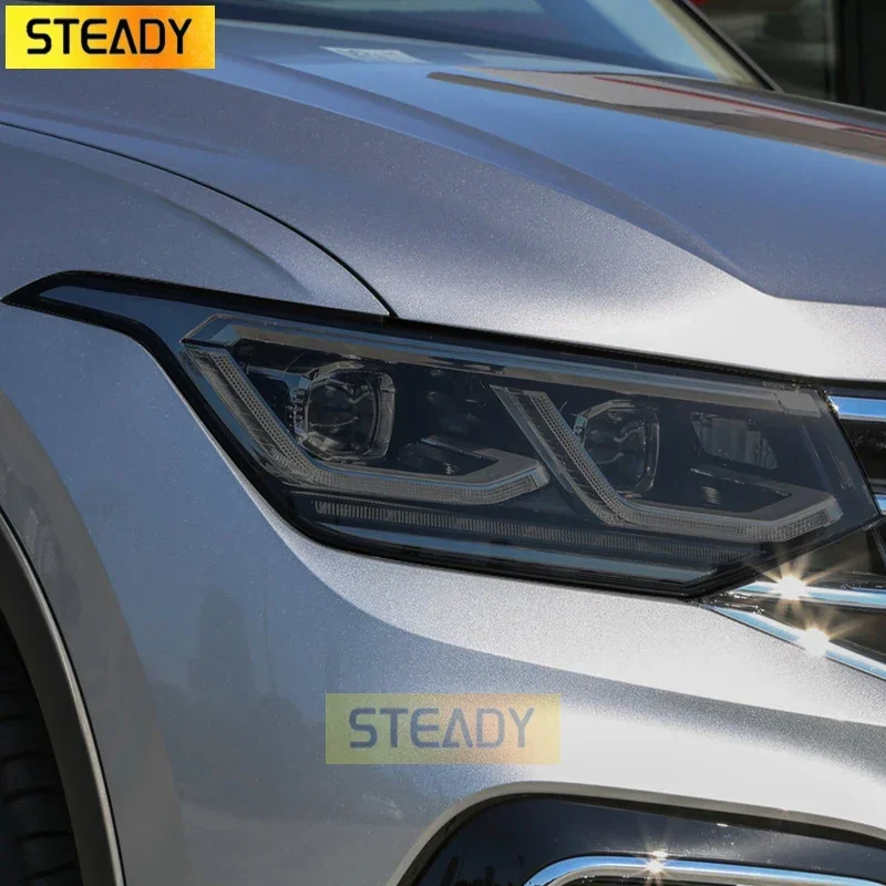 

2 Pcs Car Headlight Protective Film Front Light Transparent Smoked Black TPU Sticker For Volkswagen VW Tiguan Facelift 2020 2021