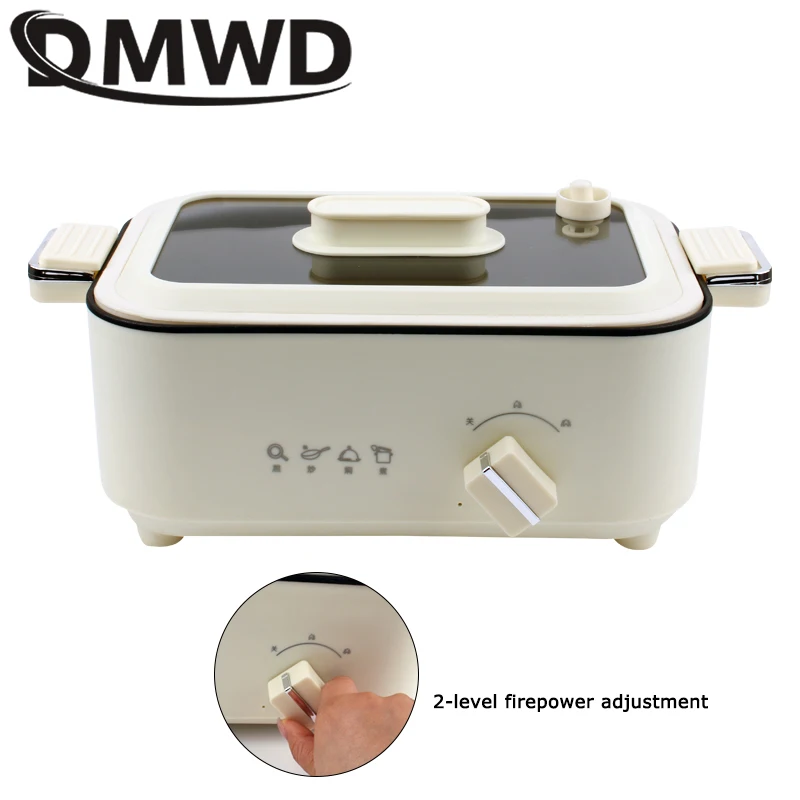 DMWD Multi-functional Cooking Pot Household Electric Hot Pot Electric Steamer Non-stick Barbecue Frying and Baking Machine