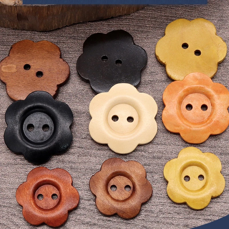 50Pcs DIY 나무 단추 바느질 액세서리 수제 나무 공예 의류 스웨터 장식 2 구멍 나무 빈티지 단추