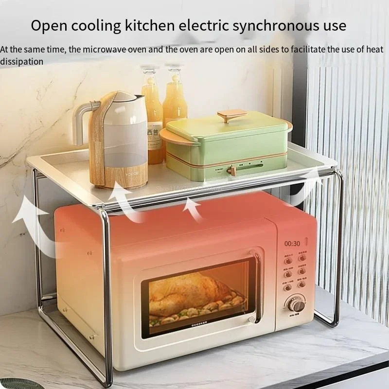 

Kitchen Microwave Oven Rack Utensils Cooker Storage Organizer Seasoning Bottle Storage Rack Home Retractable Shelf