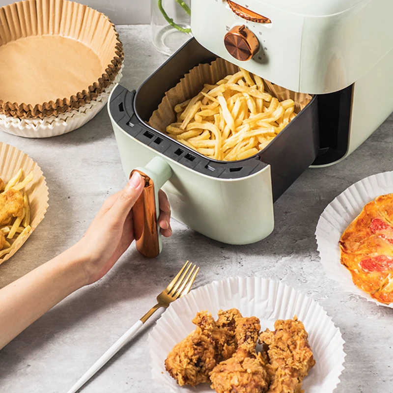 Disposable Air Fryer Paper Liner 16/20CM Oil-proof Water-proof 100/200PCS Airfryer Disposable Cooking Paper Trays Baking disposable air fryer paper