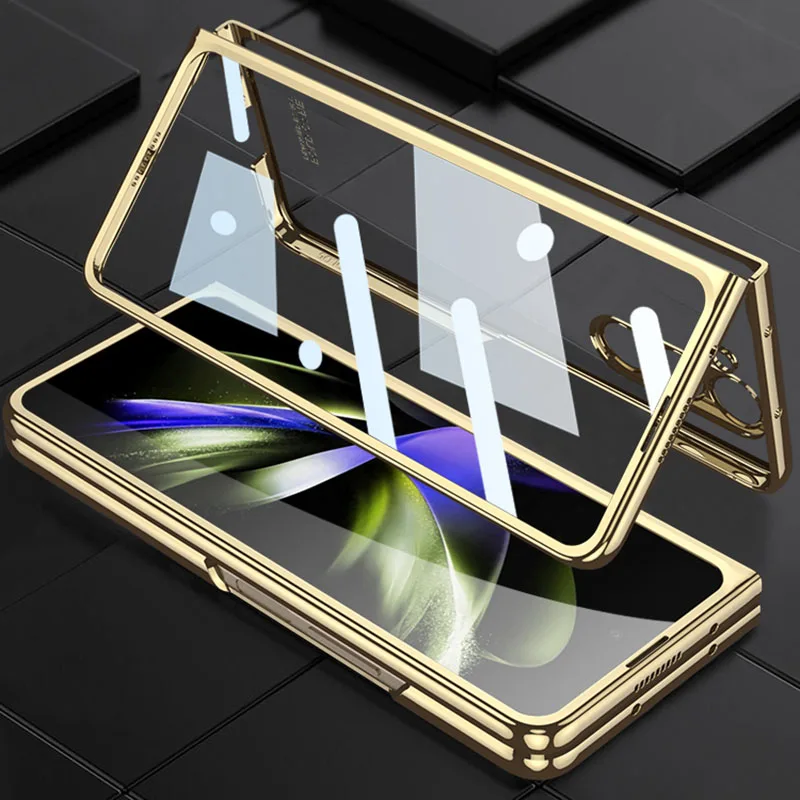 GKK Luxury Plating 360° Protective Hard Case with Front Glass Cover - Premium Design