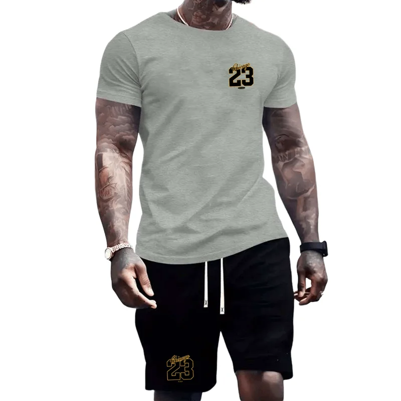 2024 Summer Fashion Men's Sportswear T-shirt Shorts Set Casual Short Sleeve Set Jogging Fitness Clothing Brand Clothing 4
