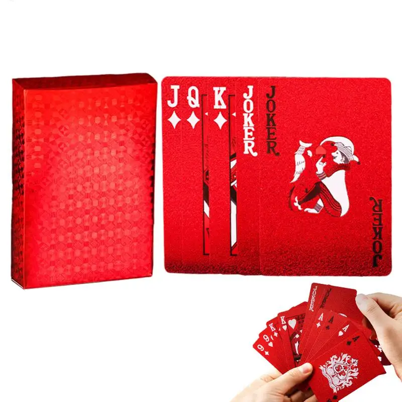 Red plastic playing cards PVC poker waterproof washable Parker rustic gold Year of the Dragon creative thickened card customized playing cards plastic playing cards