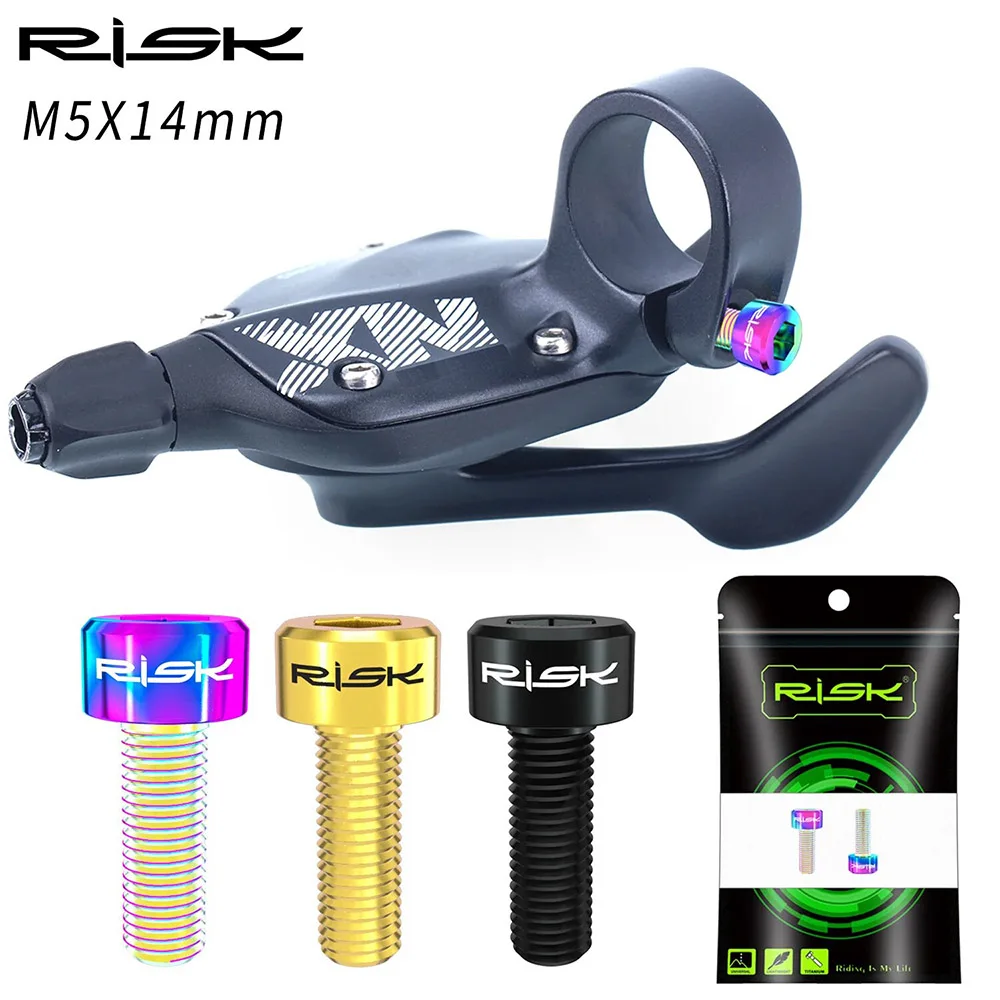RISK 티타늄 볼트, MTB 드레일러 레버 고정 나사, 사이클링 자전거 썸 시프터, M5 * 14 브레이크 레버 볼트, 2 개/로트 