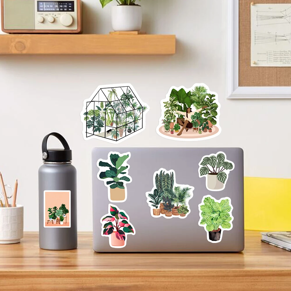 Potted plant Nature Stickers Green Leaves plants Botany Waterproof  Scrapbooking Material Notebooks Laptop Luggage Guitar Toy PVC - AliExpress