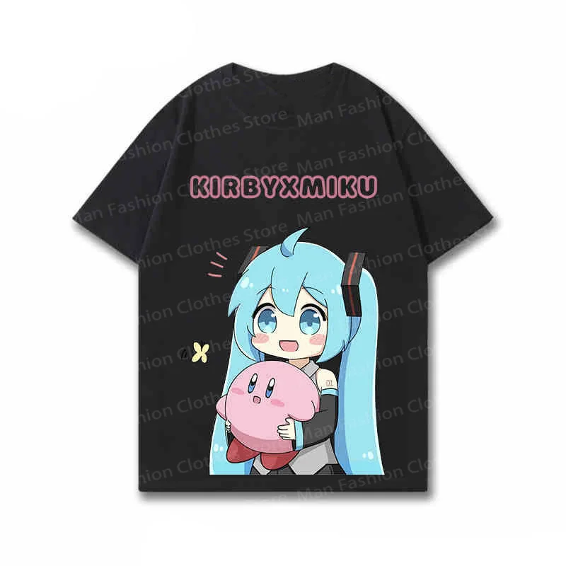 Star Card By Hatsune Miku Co-Short Sleeve Fashion Anime Couple Short Sleeve T-Shirt Cotton Anime Cartoon Men And Women T-Shirt 5