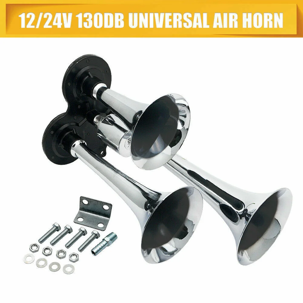 Car Air Horn Air Horn Train Horn 300db Car Horn 12V/24V Car Air Horn 3 Trumpets Train Horns Kit For Cars Trucks Boats Motorcycles car air horn,air horn,train horn