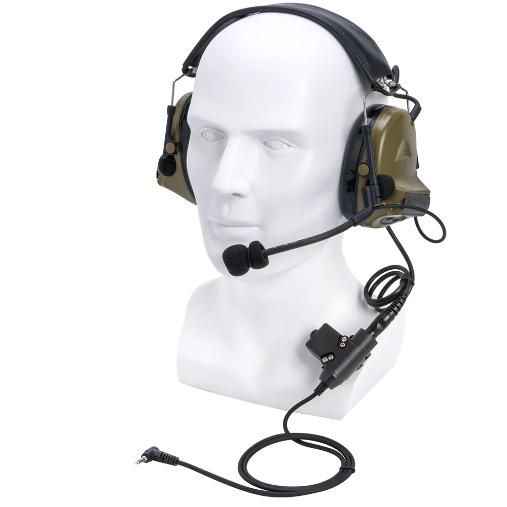 U94 PTT+green Tactical Headset and Noise Reduction Hearing Protection Shooting Headphone For VERTEX VX-5R VX-3R Retevis RT40 u94 ptt green tactical headset and noise reduction hearing protection shooting headphone for motorola gp 88 gp 2000 yeasu radio