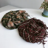 Line Ckeckered Scarf Plaid Wraps For Women Line Shawl For Women - Image 5