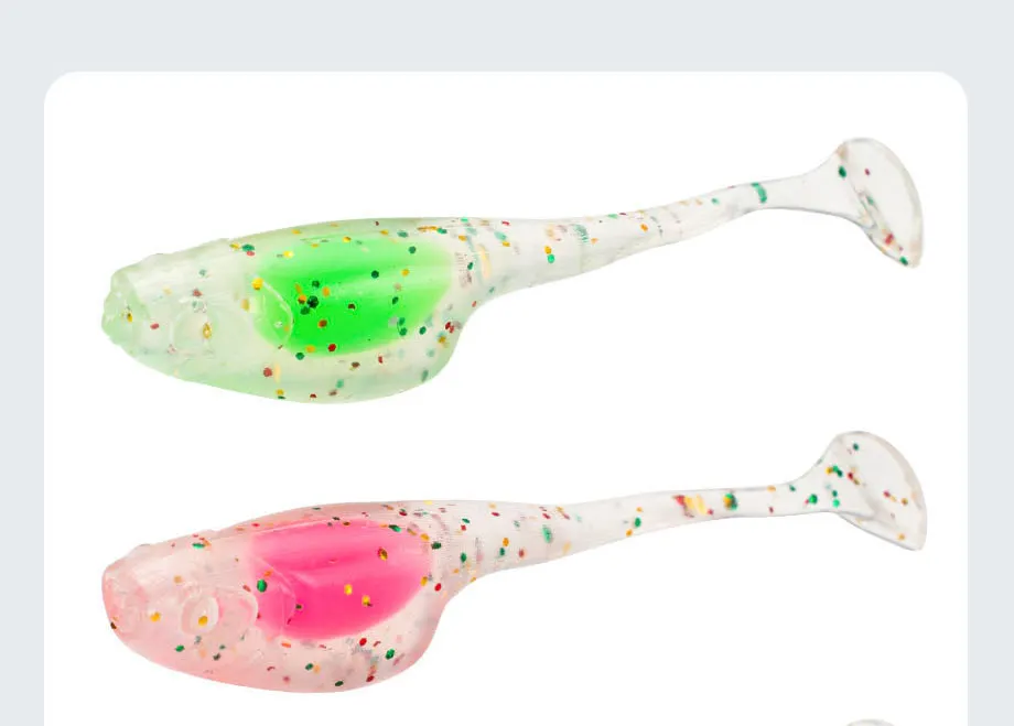 25 teile/los Paddle T-Tail Shad Ajing Angeln Locken 5 cm 0,8g Rockfish Gummi Weicher Köder Künstliche köder Bass – Detail 9