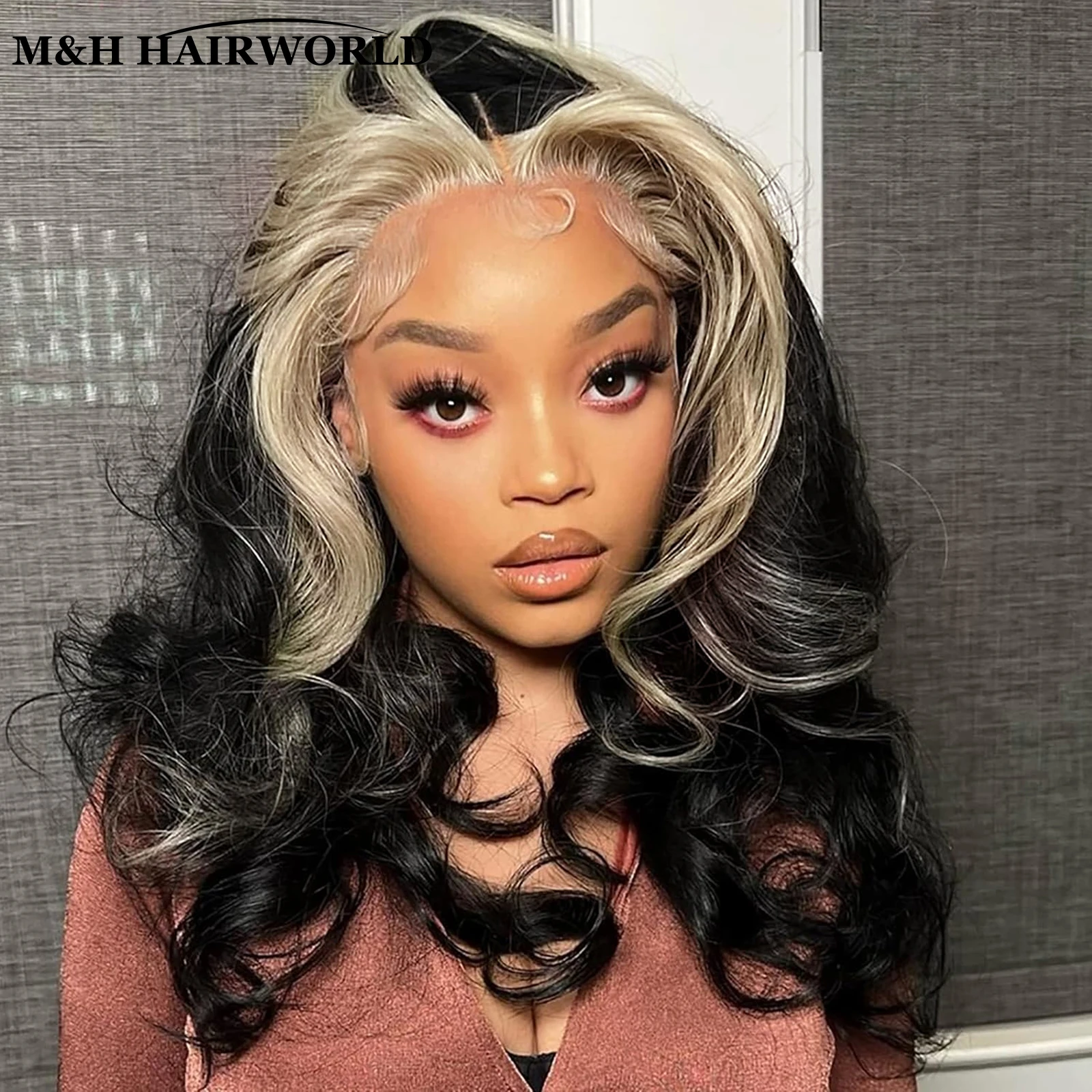 

Blonde Highlights Lace Front Wigs For Women Black Colored Long Natural Wavy Curly Synthetic Hair Wig Glueless Lace Frontal Wigs