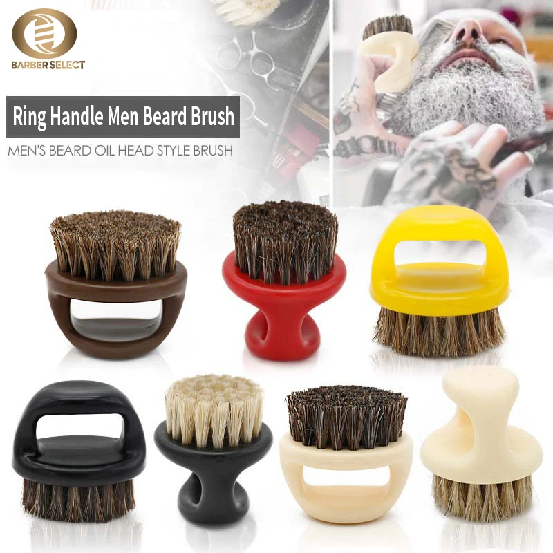 Hair Brush Pro Hairdresser Dust Anti Static Boar Bristle Ring Beard Comb Salon Hair Sweep Shaving Facial Men's Mustache