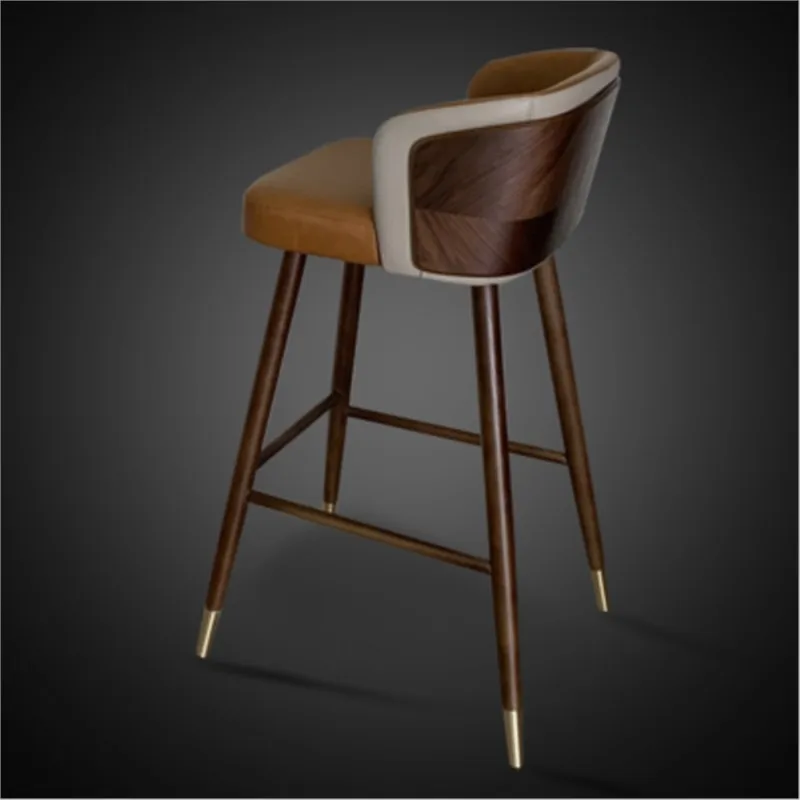 ArtisticLife Nordic Home Bar Chair Modern Minimalist Creative Solid Wood Back High Leisure Bar Chair Free Shipping