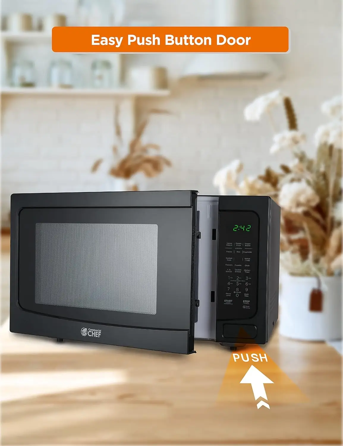 CHEF 1.6 Cubic Foot Microwave with 10 Power Levels, Small Microwave with Push Button Child Safety Lock, 1100 Watt Microwave 5