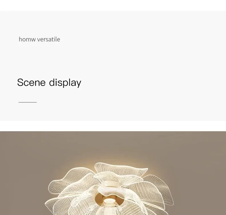 Description Picture 3 of itemLED Ceiling Light Flower Design Acrylic Lamp Study Bedroom Entrance Hallway Light Interior Gold Luxury Lighting