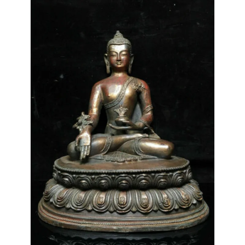 

10" Antique dynasty China Buddhism Tibet Temple Bronze Shakyamuni Buddha Statue