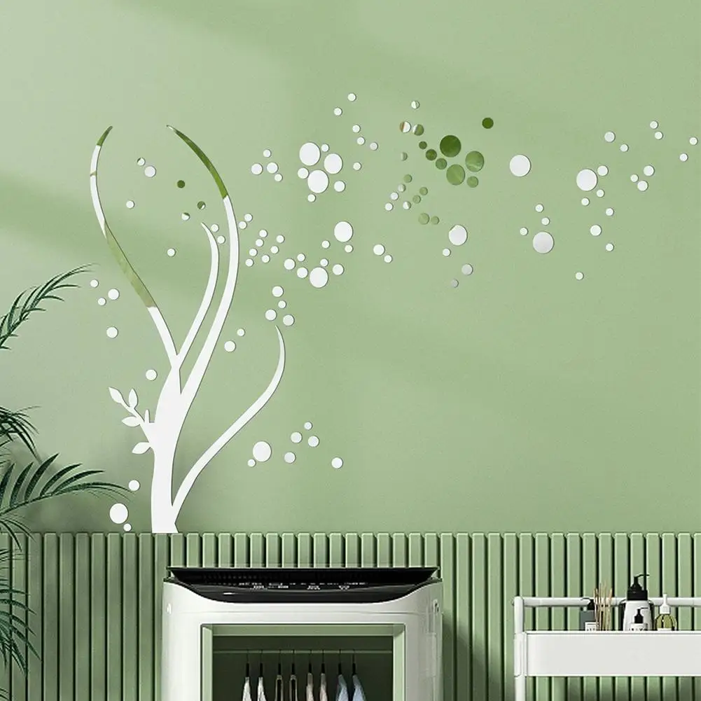 

NEW Acrylic Mirror Wall Stickers Branch Dot Reflective Self-adhesive Wallpaper For Home Living Room Bedroom Decor