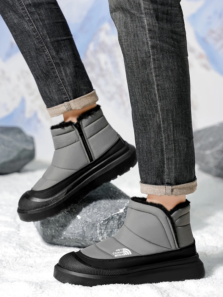 Winter Shoes Men 2026  Fur Warm Comfortable Snow Boots Outdoor Waterproof Down Boots High Top Ankle Boots Platform Shoes Size 44 - 2