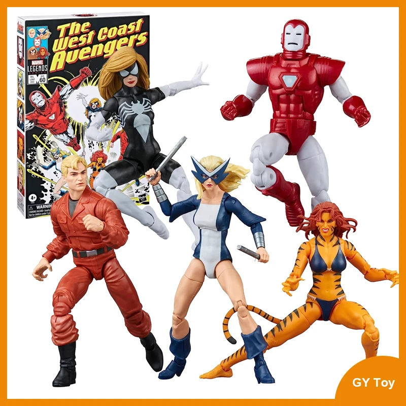 

Original 6-Inch Marvel Legends West Coast Avengers Ironman Spider Woman Hank Pym Anime Action Figure Model Movable Figurine Toy