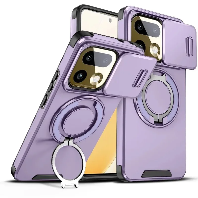 PC+TPU Magnetic Bracket Phone Case with Sliding Lens Armor Protection