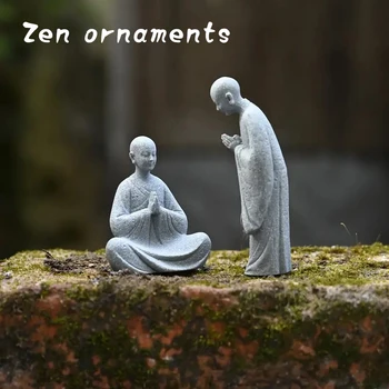 1Pcs Wishing Monk Buddhist Micro Landscape Stone Fish Tank Moss Landscaping Zen Oriental Aesthetics Garden Ornaments 1