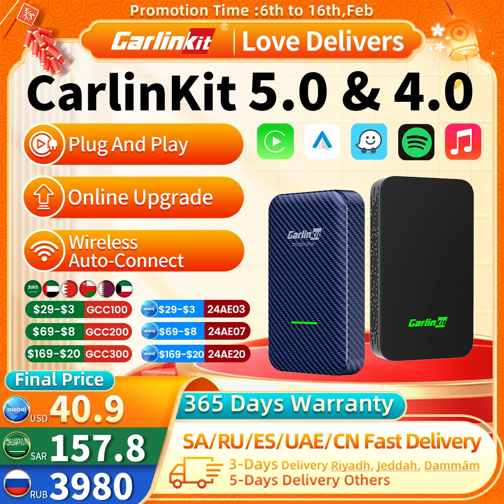 Carlinkit 5.0 Wireless Android Auto Carplay Aibox Adattatore Wireless Spotify Waze Car Navigation Box Wifi Bt Wireless Auto Connect