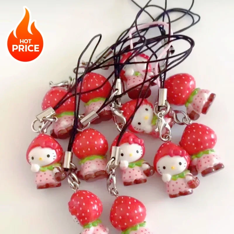 Strawberry Holle Kitty mobile phone pendant backpack pendant keychains decoration birthday gift