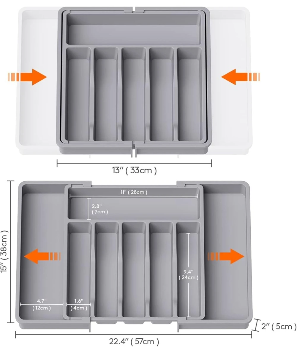 Cutlery Organizer Flatware Organizer Silverware Organizer Adjustable Plastic Silverware Organizer Spoons Forks Knives Cutlery Holder Expandable Utensil Tray Kitchen Gadgets For Forks
