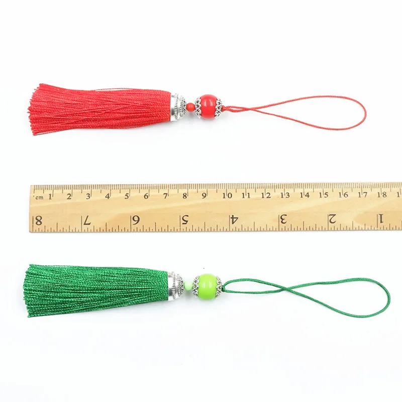 2/5/10개 실크 태슬 프린지 브러쉬 태슬 장식 나무 구슬 펜던트 커튼 장 쥬얼리 DIY 홈 데코