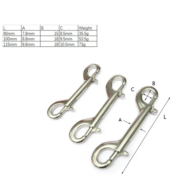 Scuba Diving Quick Carabiner Swivel Eye Bolt Double Ended Snap Bolt Hook Clip Equipment Back Fly Side Hanging BCD 316 Hook 6