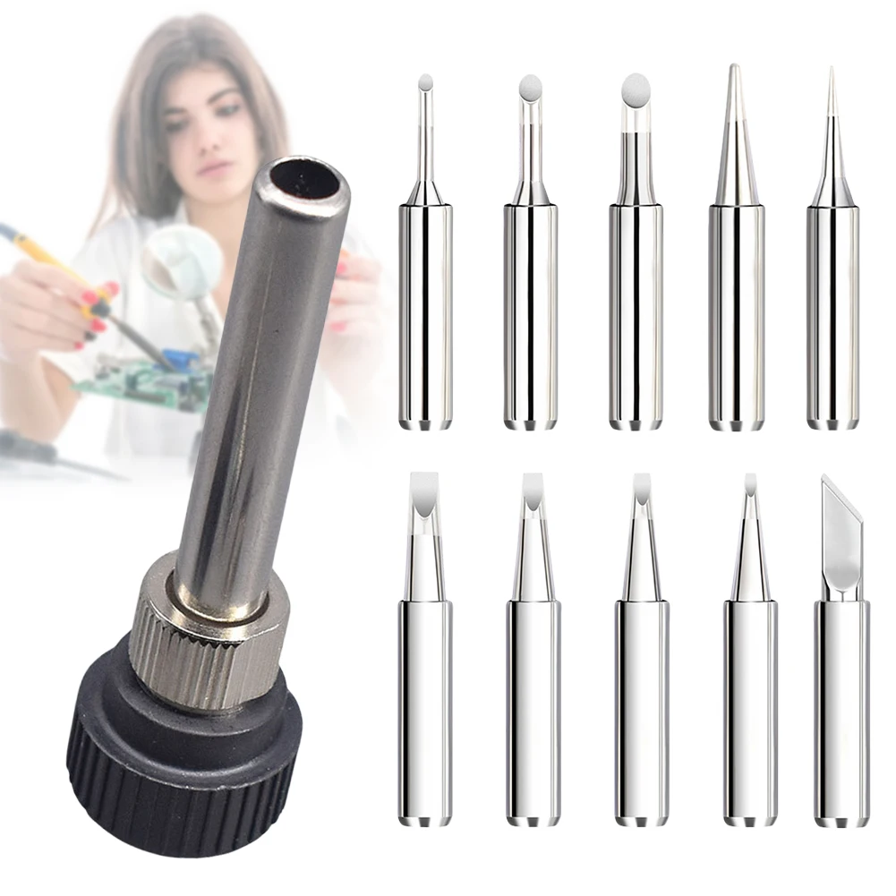 1-3Set Solder Iron Tip with Welding Sleeve 900M Lead-Free Replaceable Soldering Tip Welding Tips Head Welding Station Tools