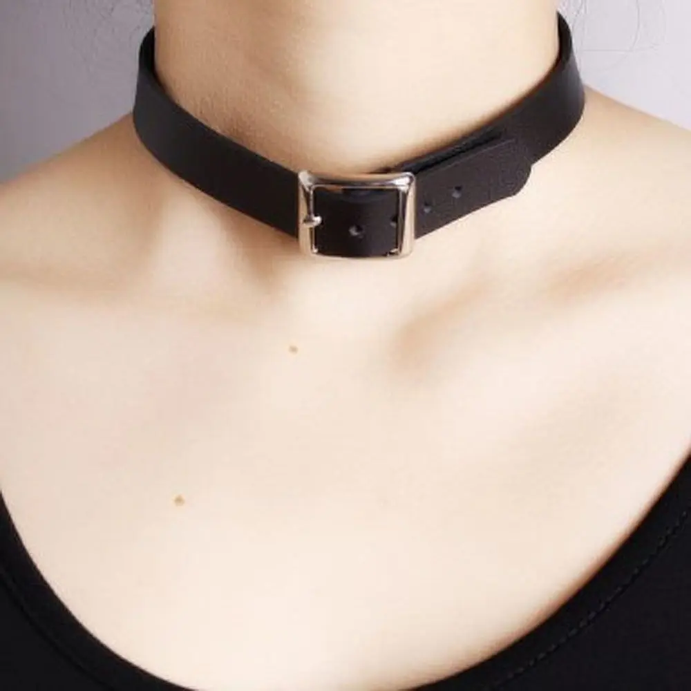 Metal Choker Necklace Harajuku Belt Collar Choker Necklace PU Leather Punk Choker Women Handmade Neck Bracelet Summer Jewelry